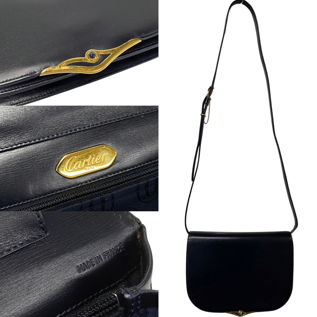 Cartier Sapphire Line Calf Leather Shoulder Bag Leather Shoulder Bag 34162