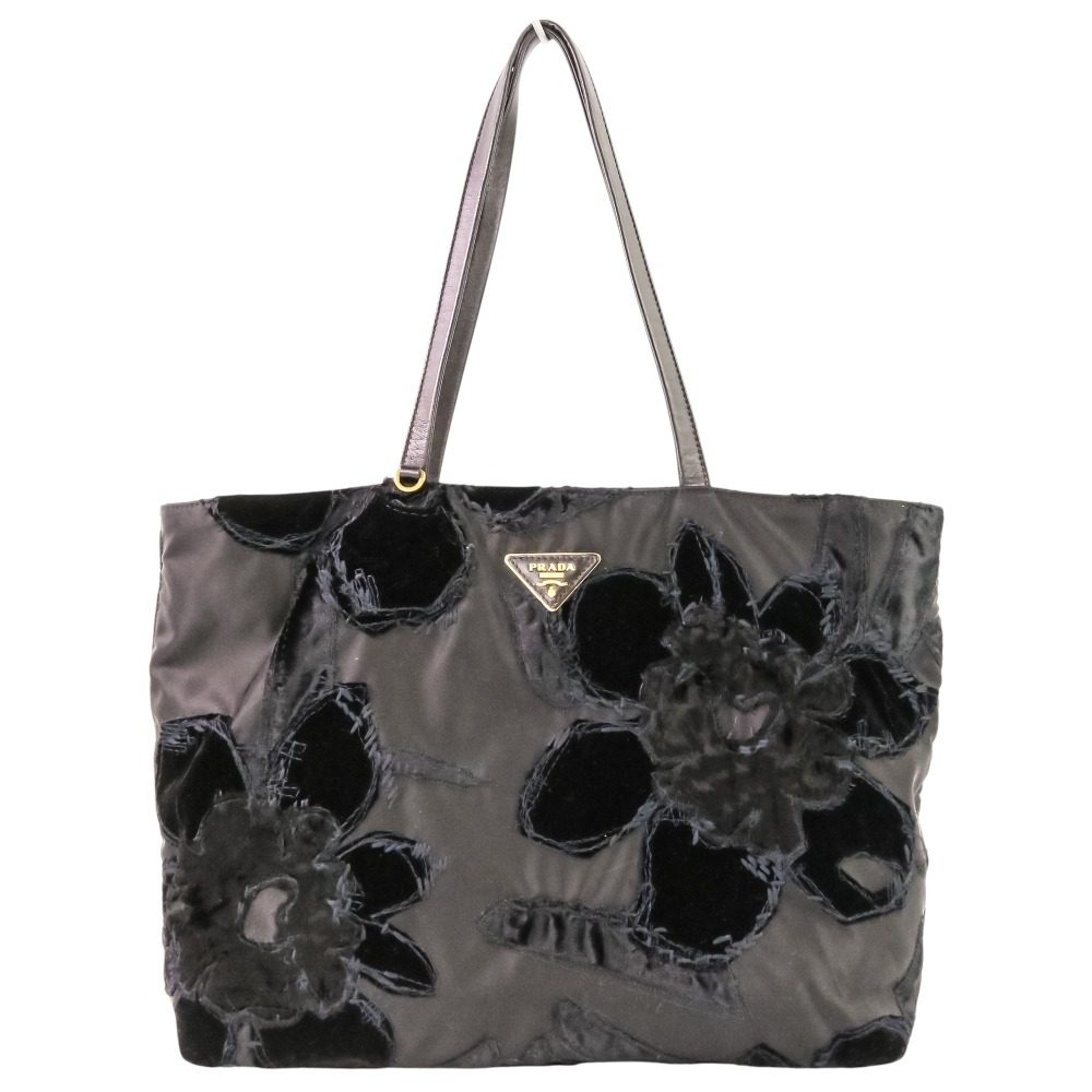 Prada Velvet Flower Nylon Tote Bag