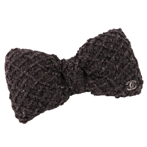 Chanel Coco Mark Ribbon Tweed Barrette