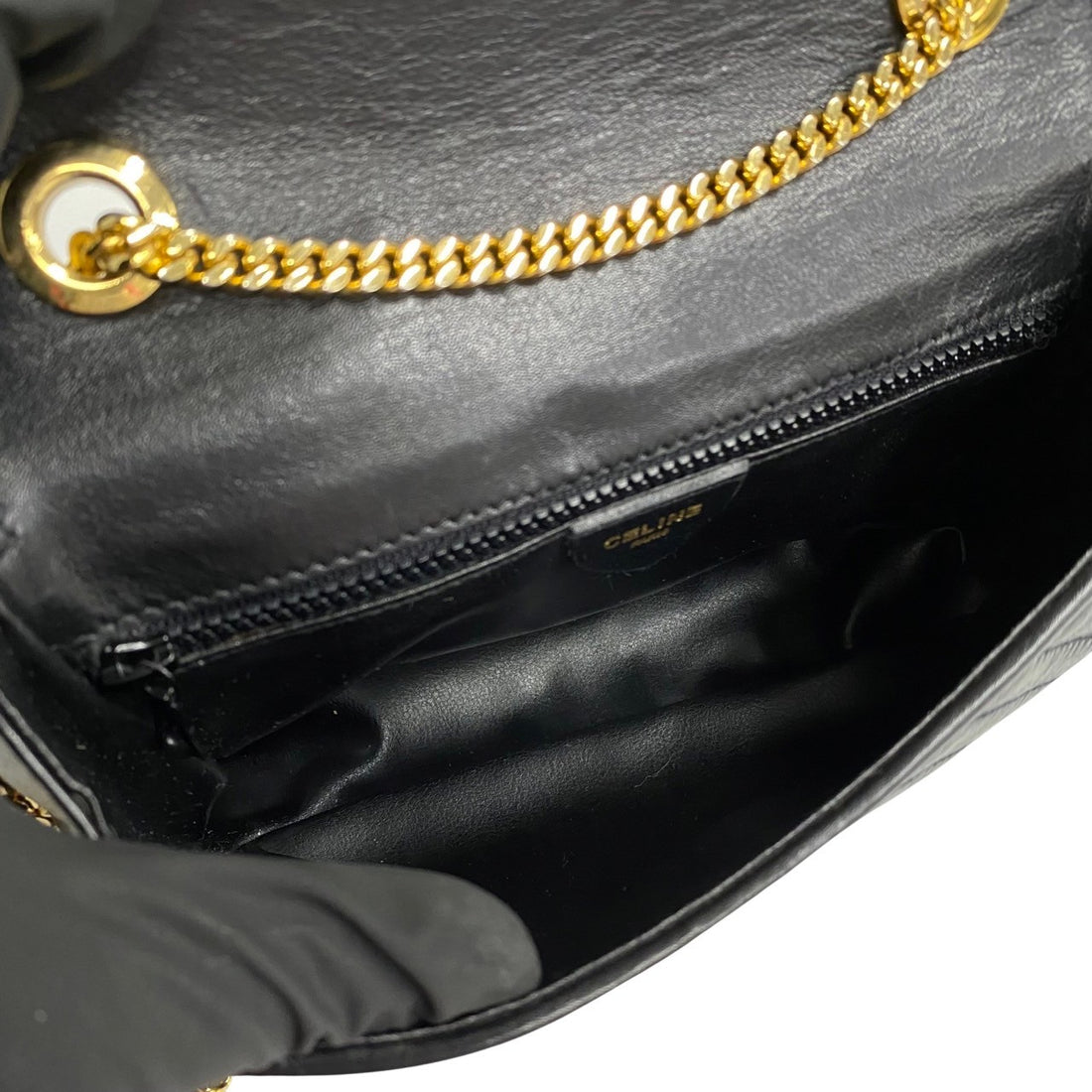 Celine Mini Triomphe Chain Bag Leather Crossbody Bag in Very Good Condition