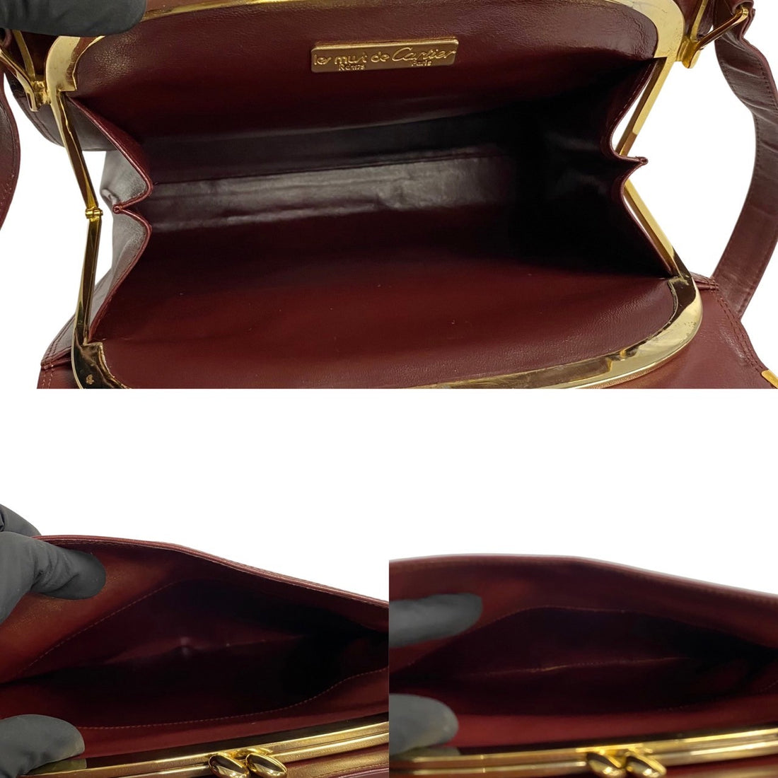 Cartier Cartier Shoulder Bag Must Leather Bordeaux Leather Shoulder Bag T16550 in Very Good Condition