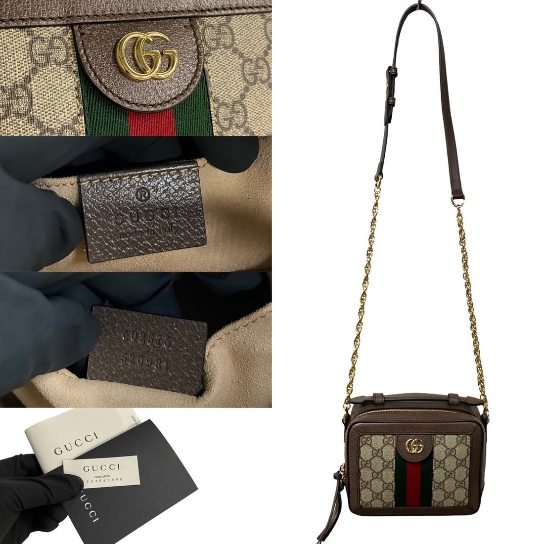 Gucci GG Supreme Ophidia Mini Crossbody Bag Canvas Crossbody Bag 602576 in Excellent Condition