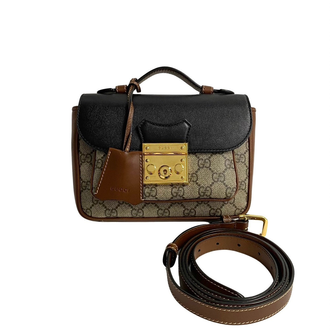 Gucci GG Supreme Padlock Shoulder Bag Leather Crossbody Bag 658487