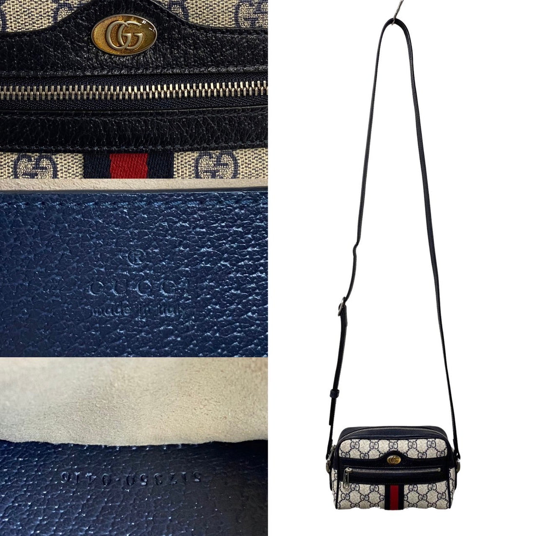 Gucci GG Supreme Ophidia Mini Bag Canvas Crossbody Bag 517350