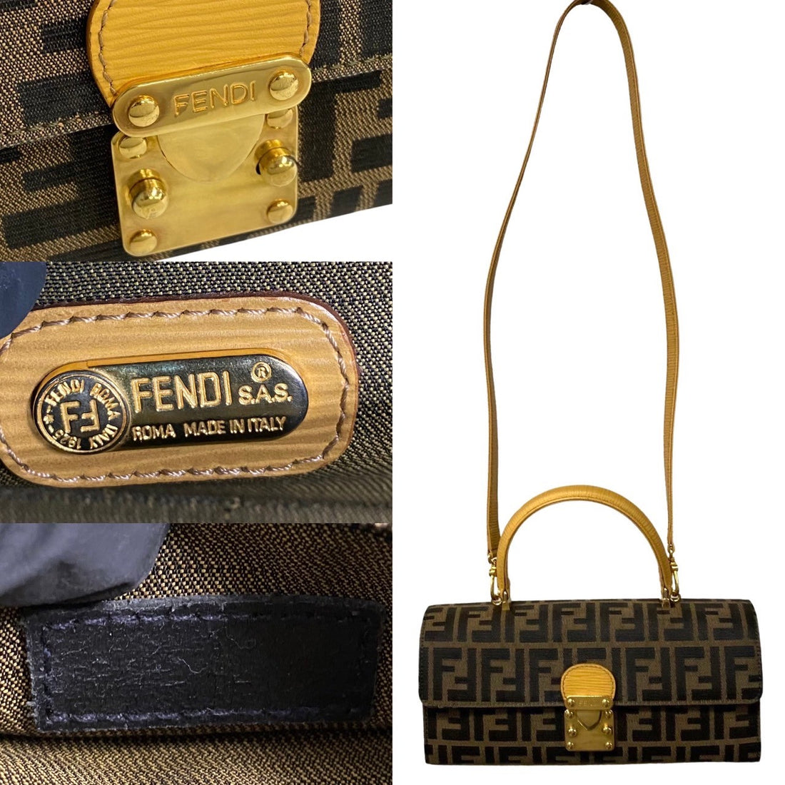 Fendi Zucca Canvas Mini Handbag  Canvas Crossbody Bag in Great Condition