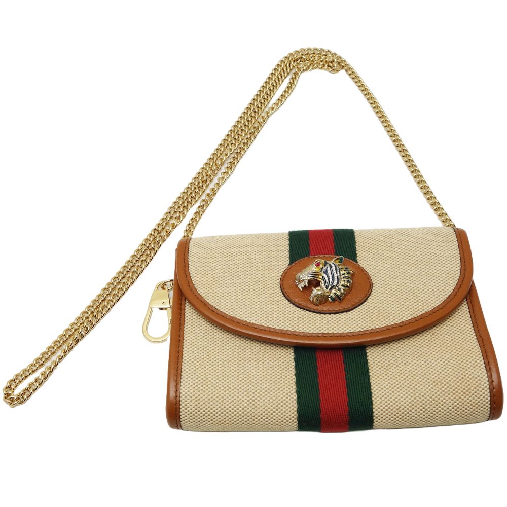 Gucci Rajah Canvas Leather Shoulder Bag