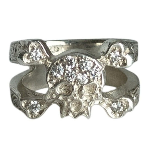 Loree Rodkin Skull & Bones Cubic Zirconia Silver Ring