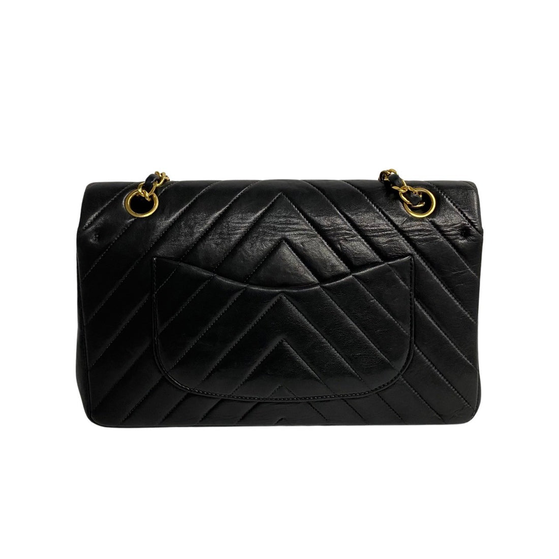 Chanel Medium Chevron Double Flap Bag Leather Shoulder Bag