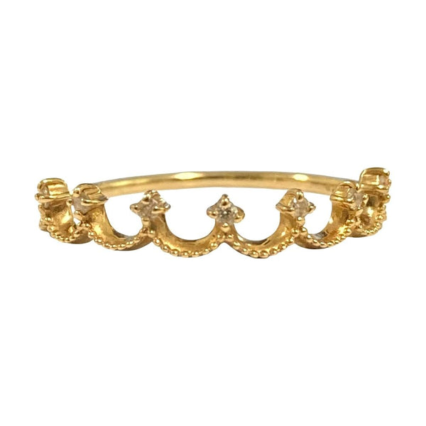 ete K10 Diamond Crown Ring