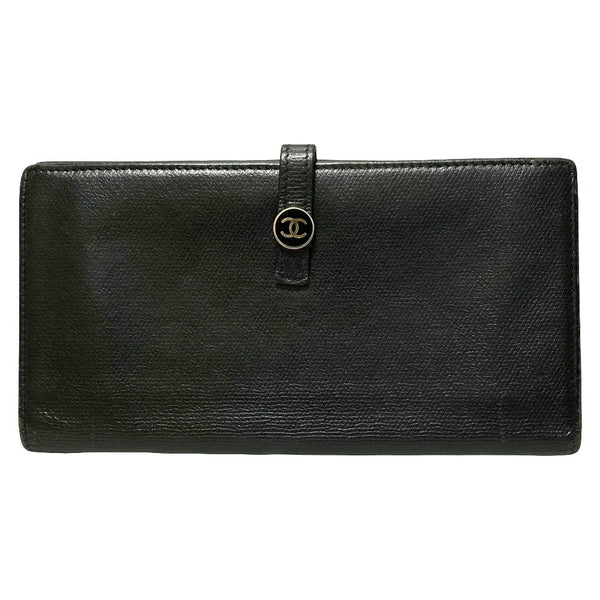 CHANEL Coco Button Leather Long Wallet