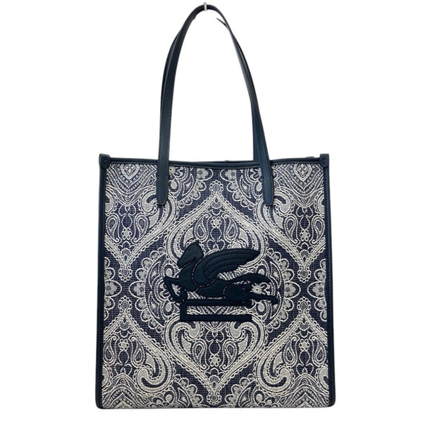 Etro Logo Paisley Denim Jacquard Tote Bag