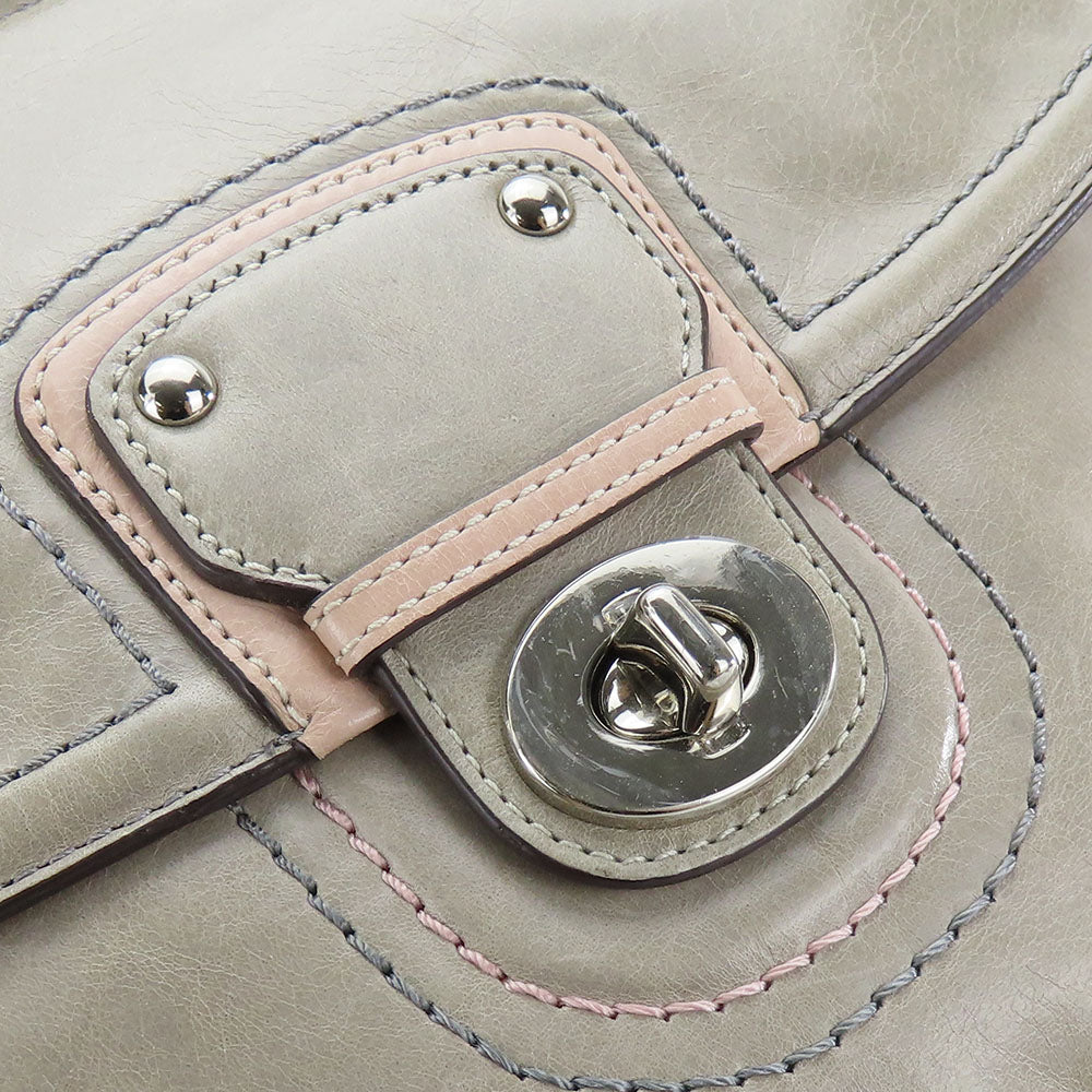 USED COACH Leather Handbag 19031 Gray Pink