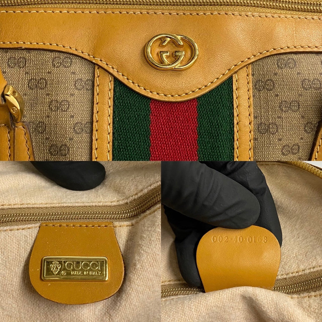 Gucci GG Canvas Web Boston Bag  Canvas Handbag in Great Condition