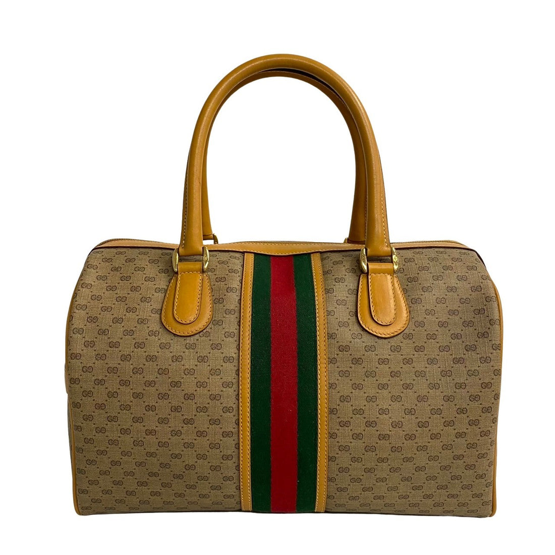 Gucci GG Canvas Web Boston Bag  Canvas Handbag in Great Condition