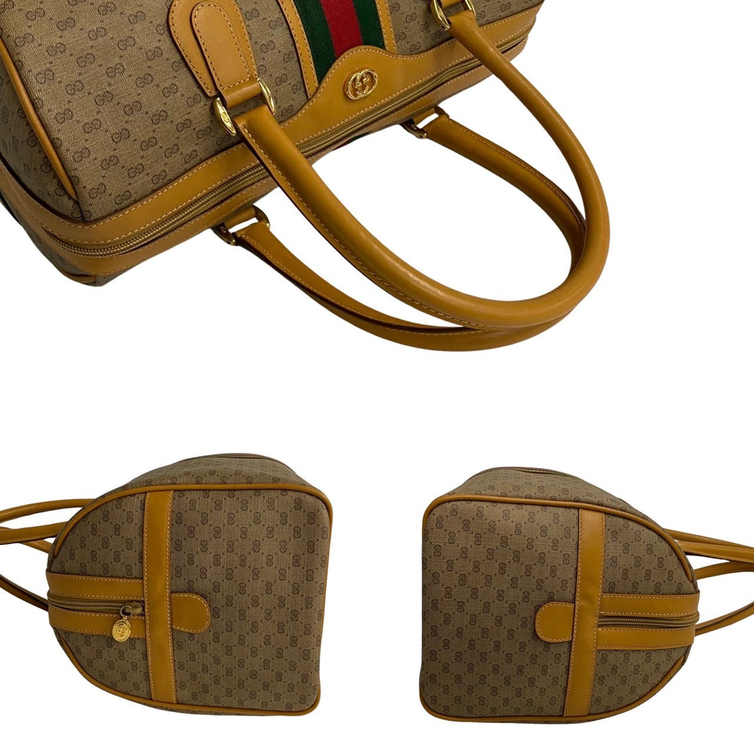 Gucci GG Canvas Web Boston Bag  Canvas Handbag in Great Condition