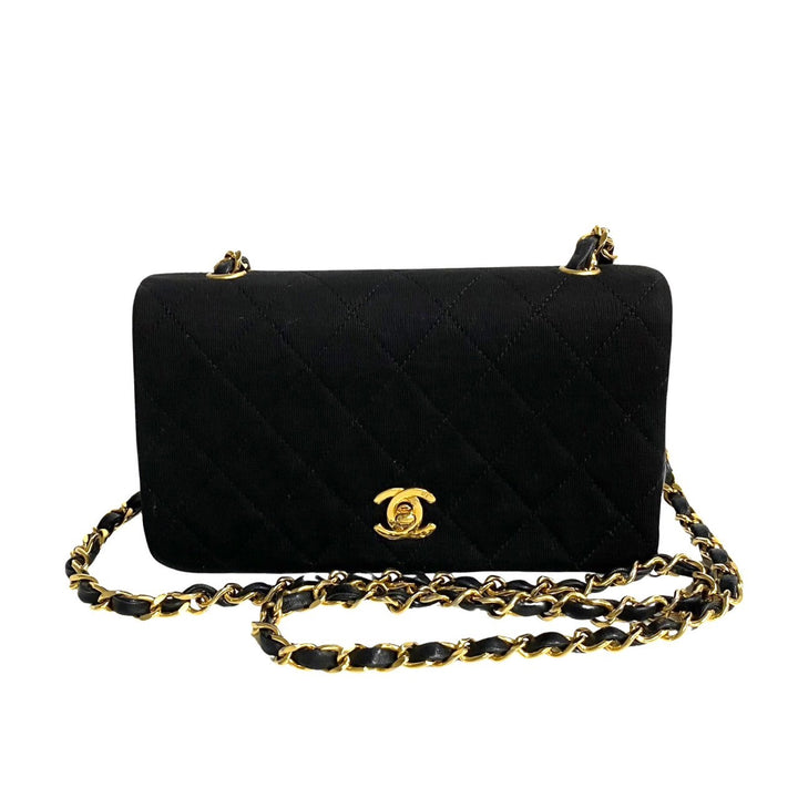 Chanel CC Satin Jersey Full Flap Bag Canvas Crossbody Bag in Very Good Condition