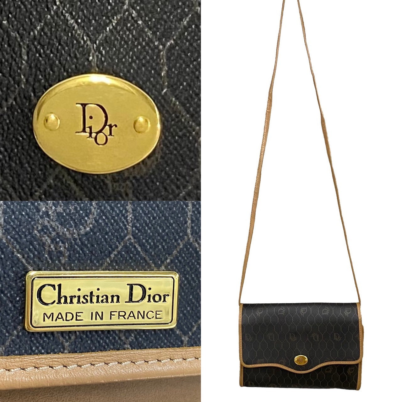 Dior Honeycomb Shoulder Bag Leather Crossbody Bag in Very Good Condition