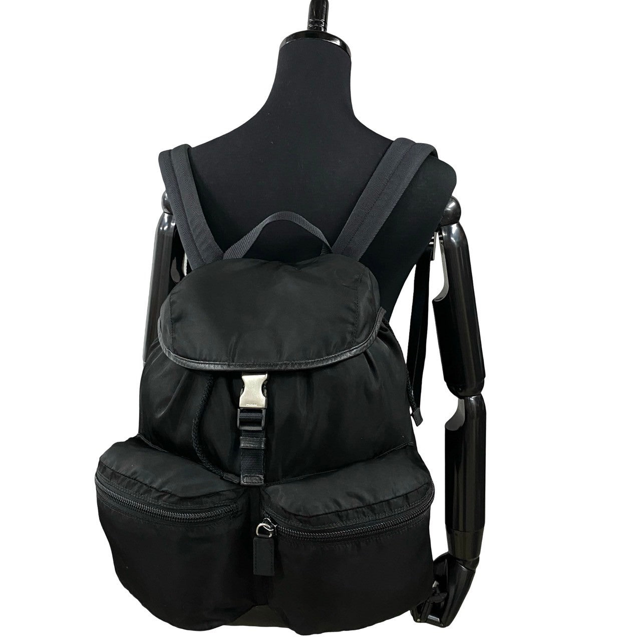 Prada Nylon Leather Backpack Black