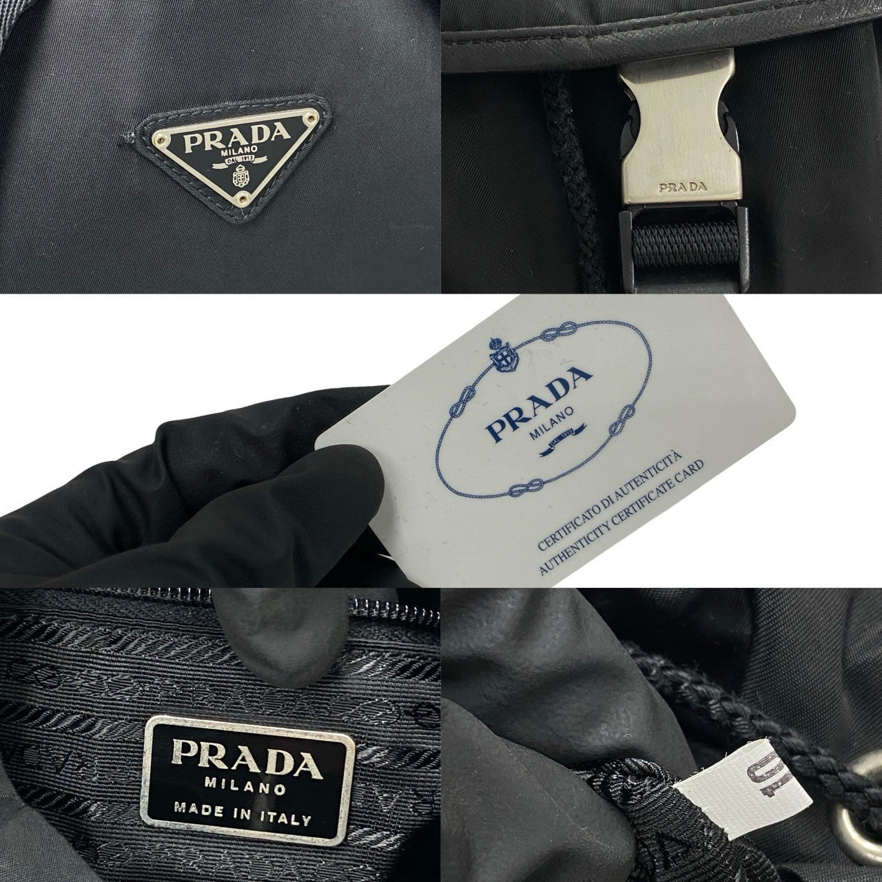 Prada Nylon Leather Backpack Black