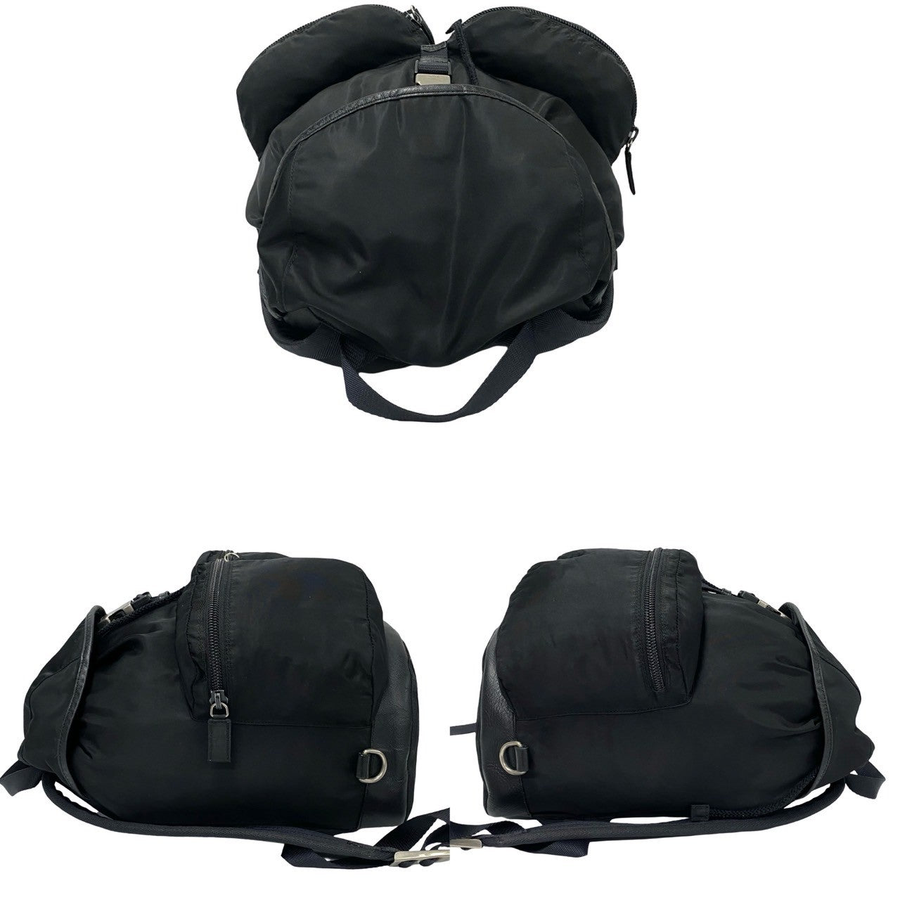 Prada Nylon Leather Backpack Black