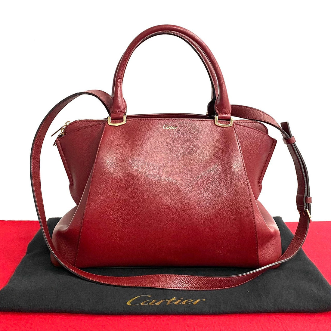 Cartier C de Cartier Leather Satchel Leather Handbag in Very Good Condition