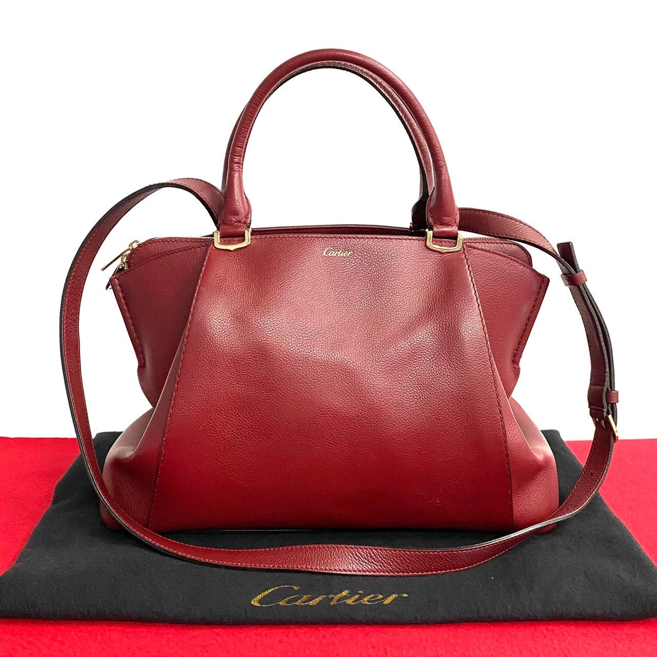 Cartier C de Cartier Leather Satchel Leather Handbag in Good condition