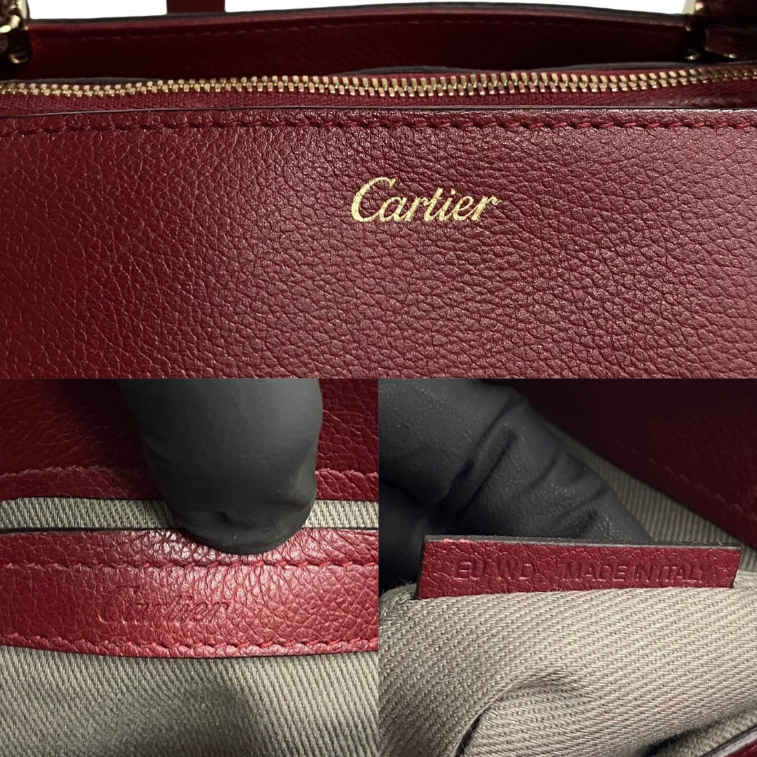 Cartier C de Cartier Leather Satchel Leather Handbag in Very Good Condition