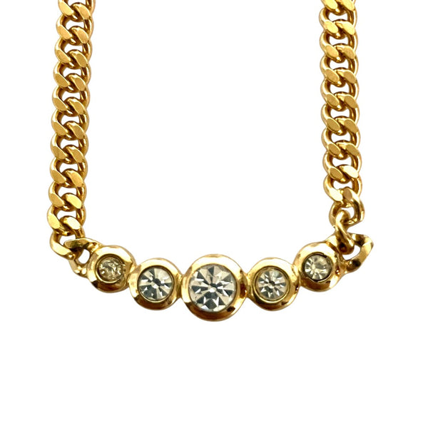 Christian Dior Vintage Rhinestone Chain Necklace