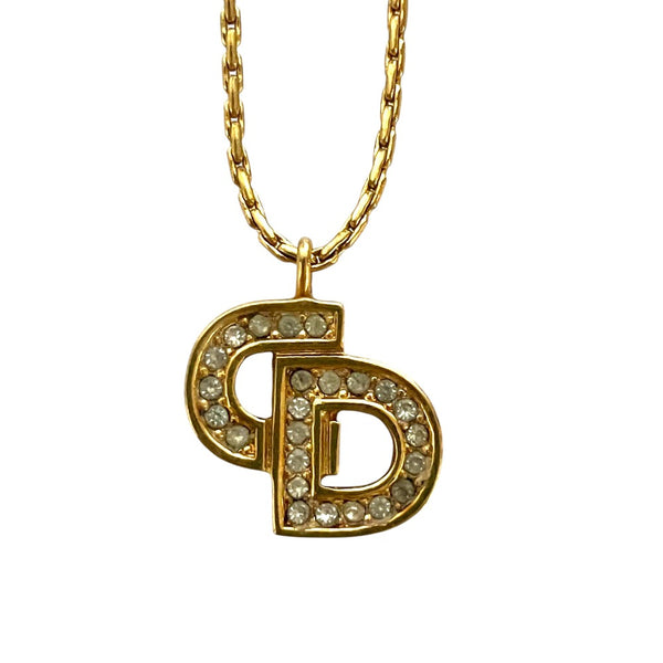 Christian Dior CD Logo Rhinestone Necklace