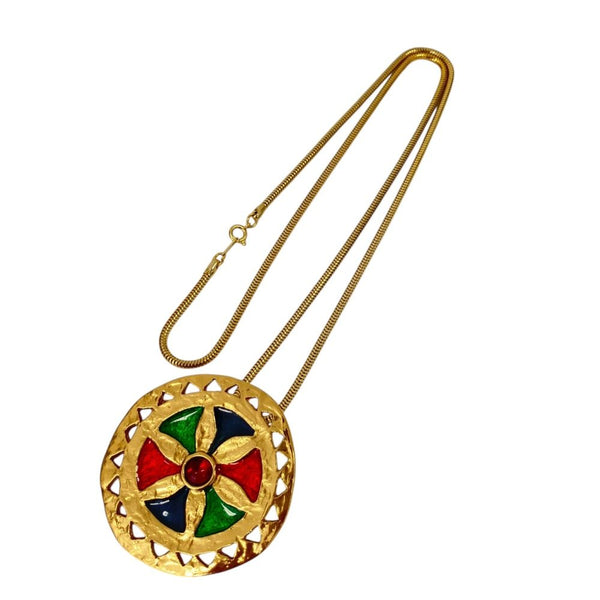Yves Saint Laurent vintage circle color stone 2way brooch pendant
