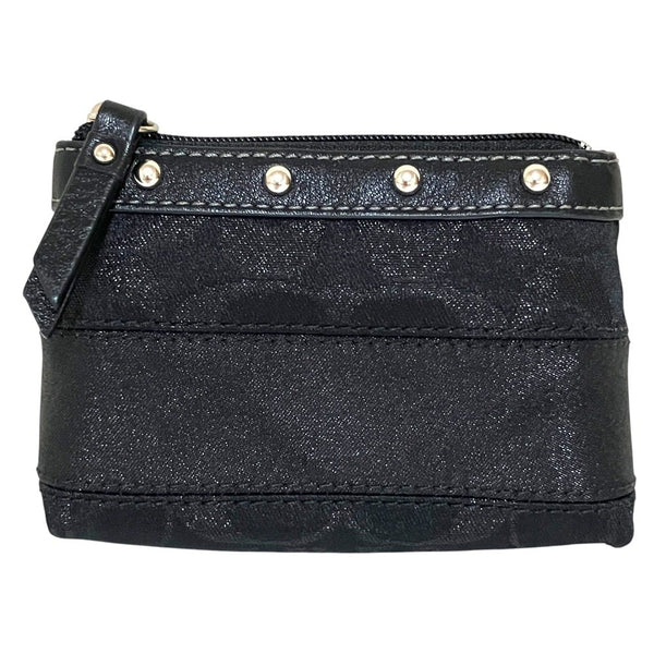 Coach Signature Leather Trim Mini Pouch