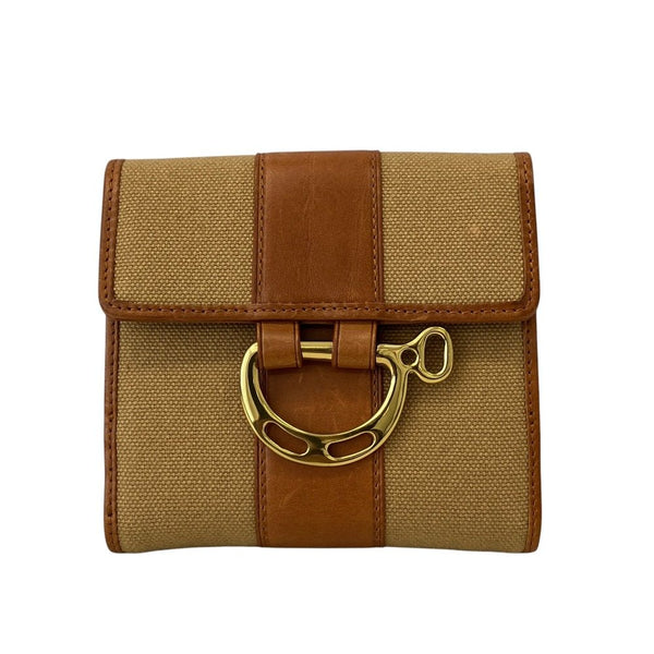 Ralph Lauren Leather Canvas Trifold Wallet