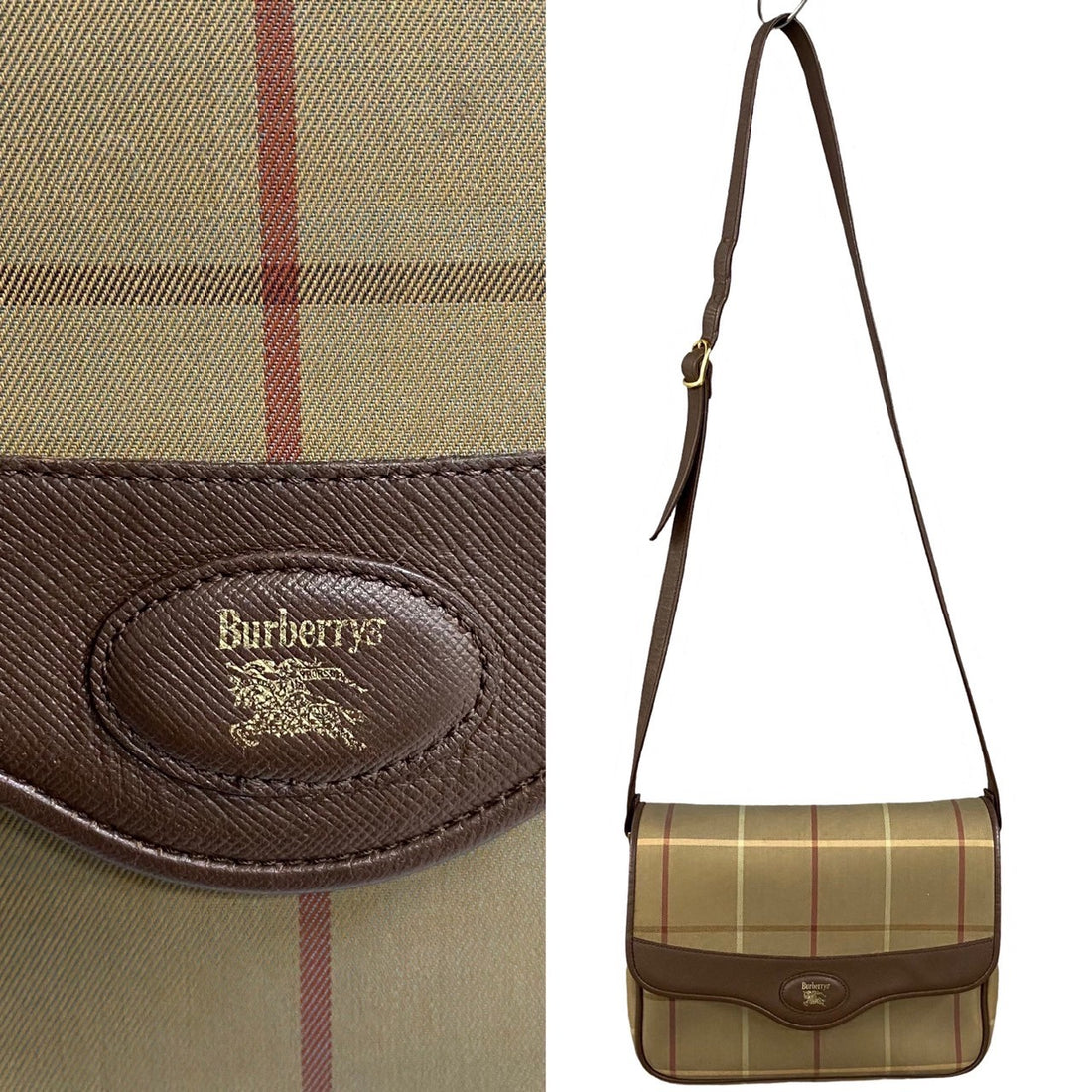 Burberry Check Canvas Crossbody Bag Canvas Crossbody Bag in Very Good Condition