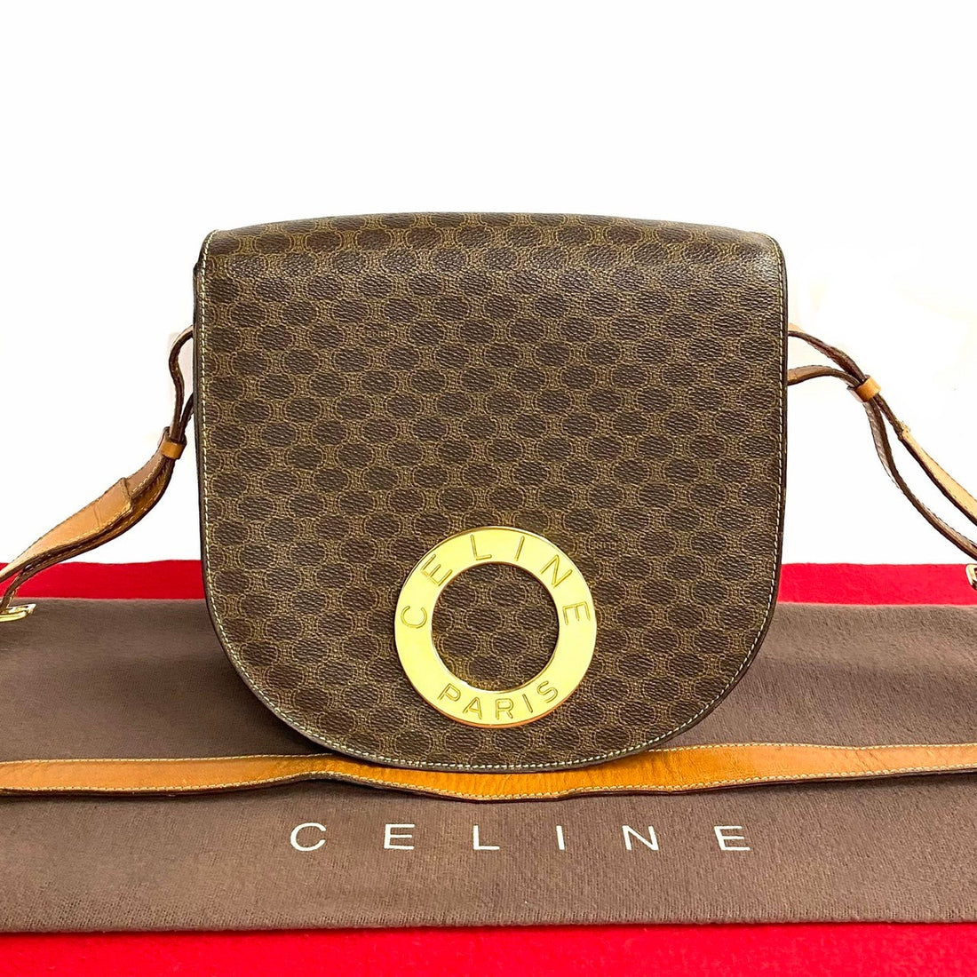 Celine Macadam Logo Crossbody Bag  Leather Crossbody Bag in Very Good Condition