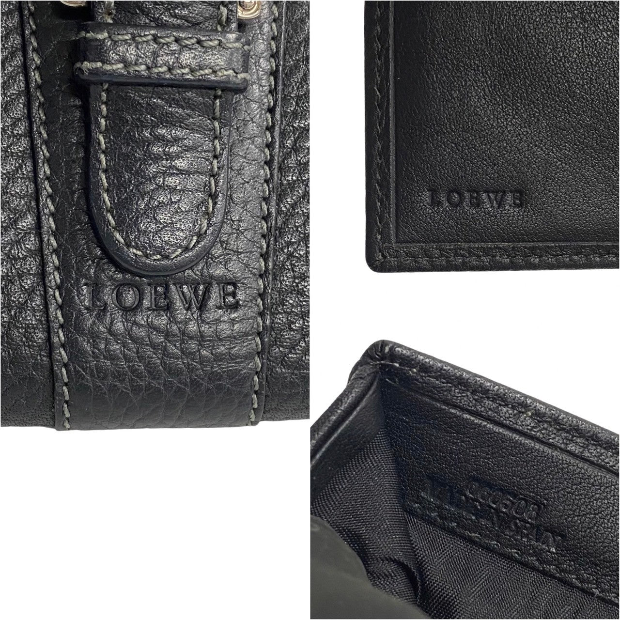 Loewe Leather Bifold Compact Wallet Leather Short Wallet in Good condition