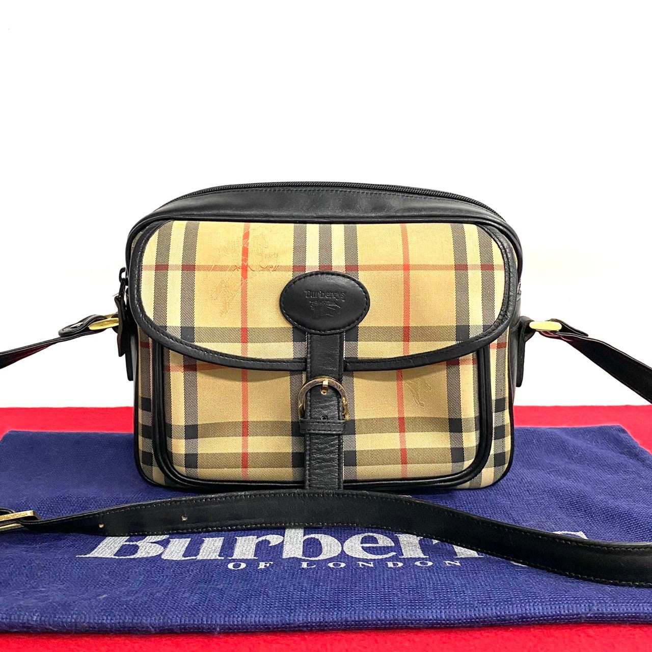 Burberry Haymarket Check Canvas & Leather Crossbody Bag Canvas Crossbody Bag in Good condition