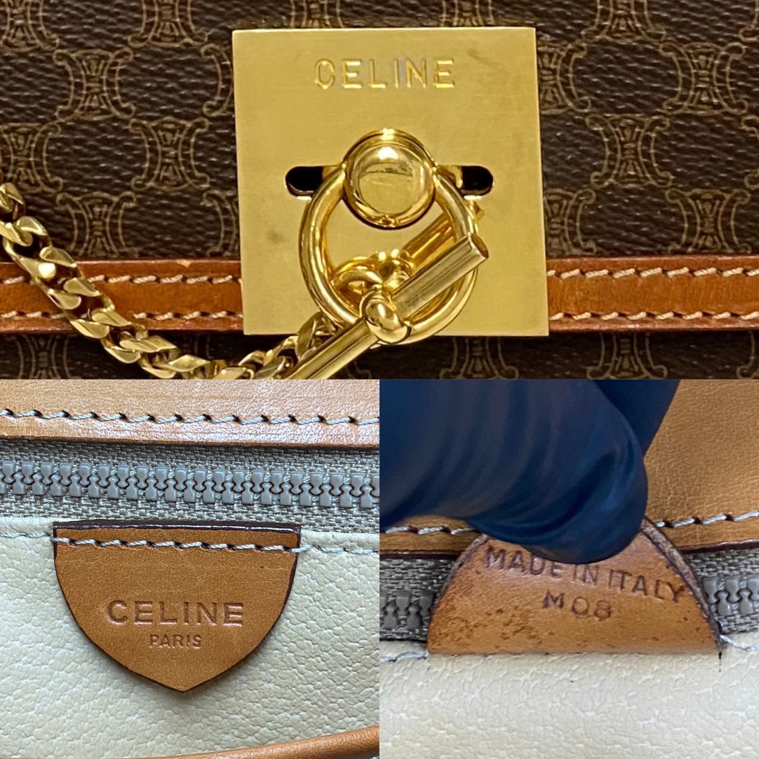 Celine Macadam Top Handle Bag  Leather Handbag in Very Good Condition