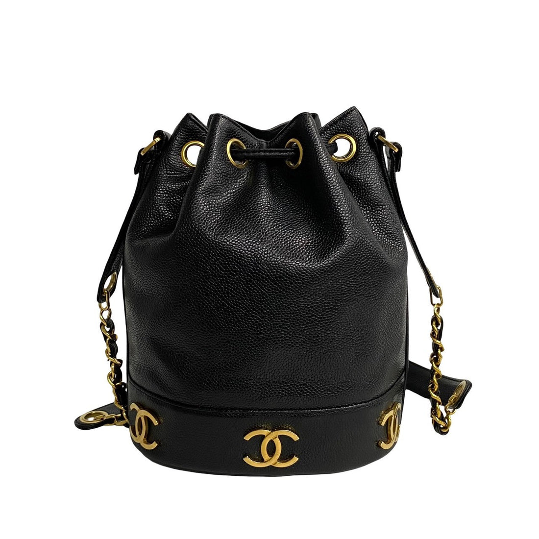 Chanel Triple CC Caviar Bucket Bag Leather Crossbody Bag