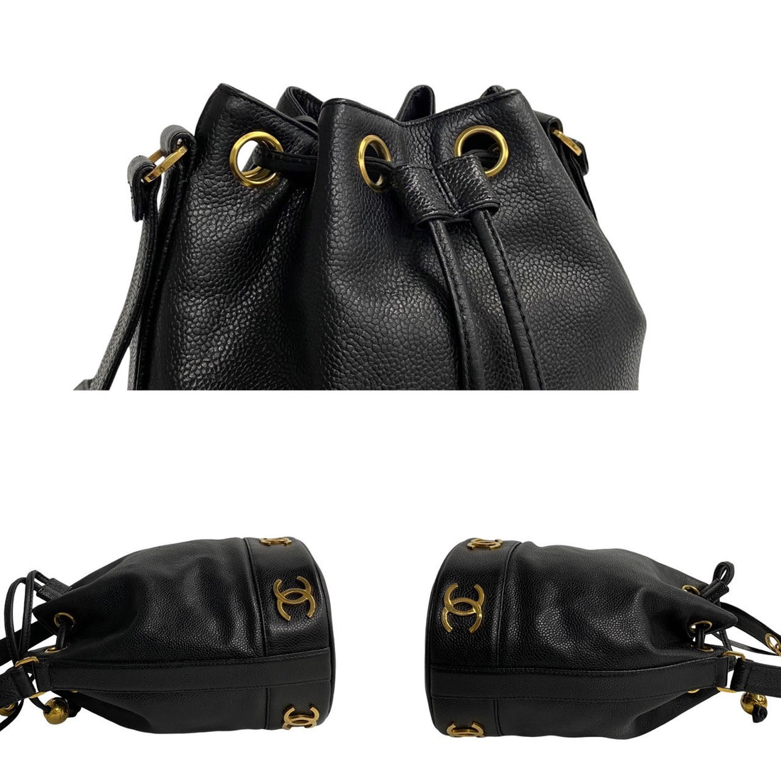 Chanel Triple CC Caviar Bucket Bag Leather Crossbody Bag