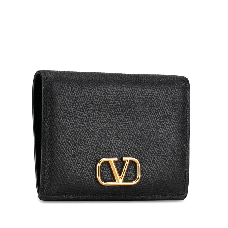 Valentino Leather Bifold Compact Wallet Leather Short Wallet in Good condition