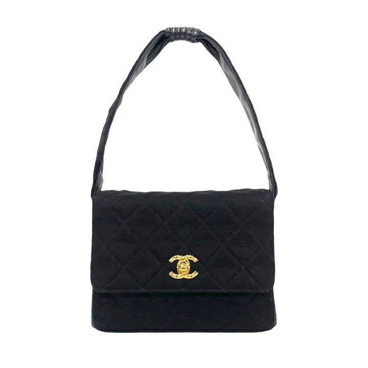 Chanel CC Satin Matelasse Handbag  Canvas Handbag