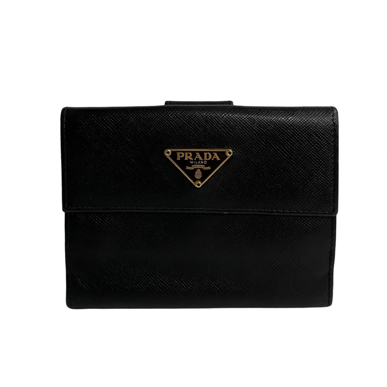 Prada Saffiano Leather Bifold Wallet Leather Short Wallet in Good condition