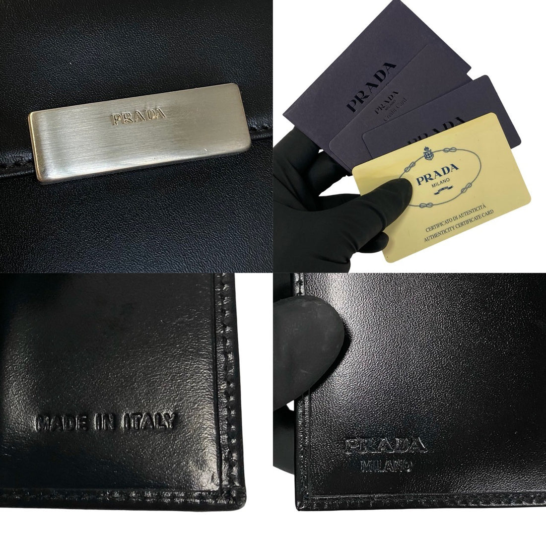 Prada Leather Bifold Compact Wallet Leather Short Wallet in Excellent Condition