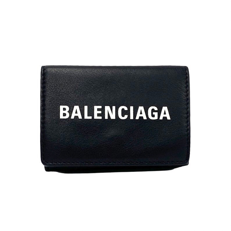 Balenciaga Everyday Logo Leather Trifold Wallet Leather Short Wallet 70222 in Excellent condition