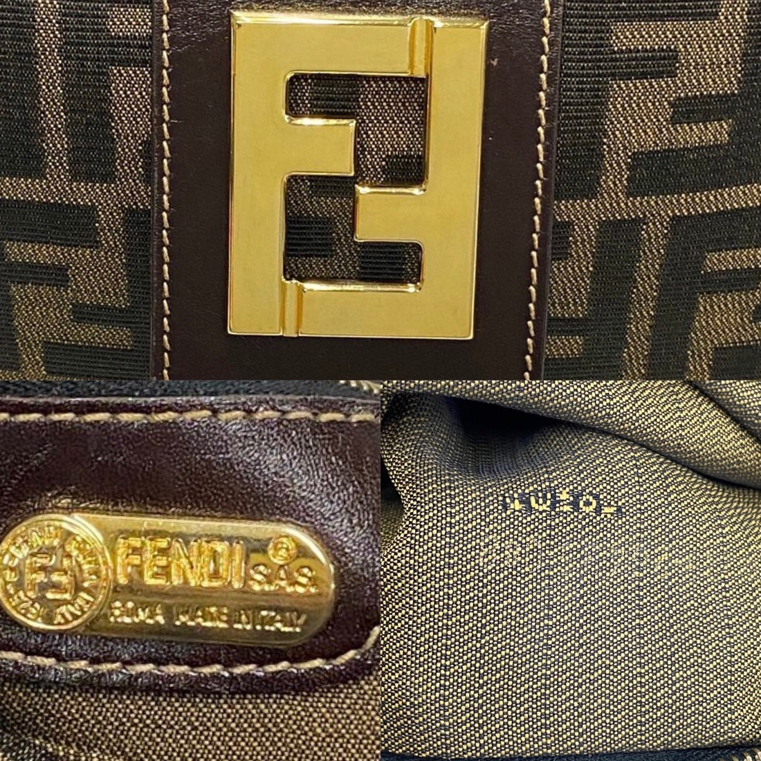 Fendi Zucca Pattern Shoulder Bag Canvas Shoulder Bag 07300