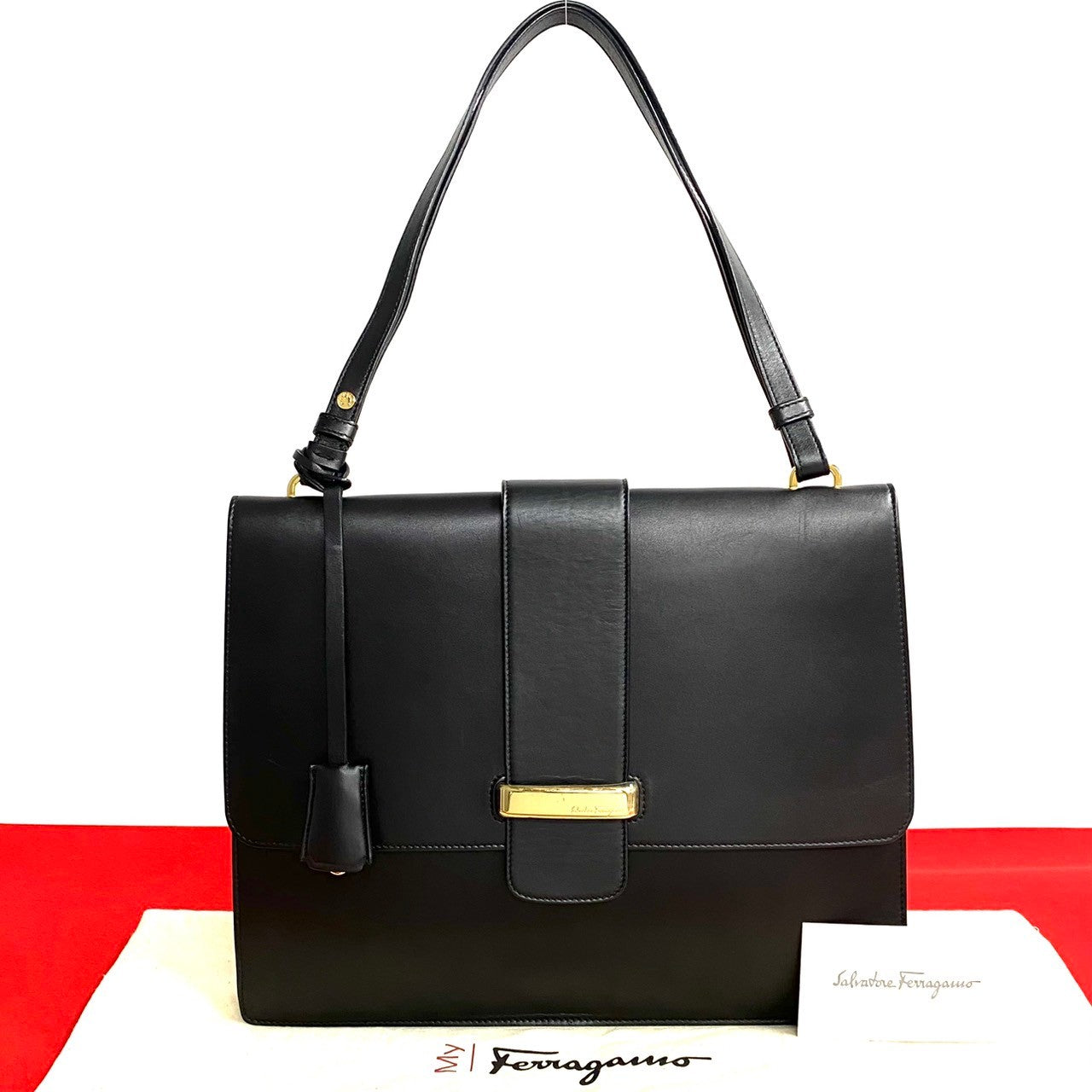 Salvatore Ferragamo Leather Flap Shoulder Bag  Leather Crossbody Bag in Great Condition