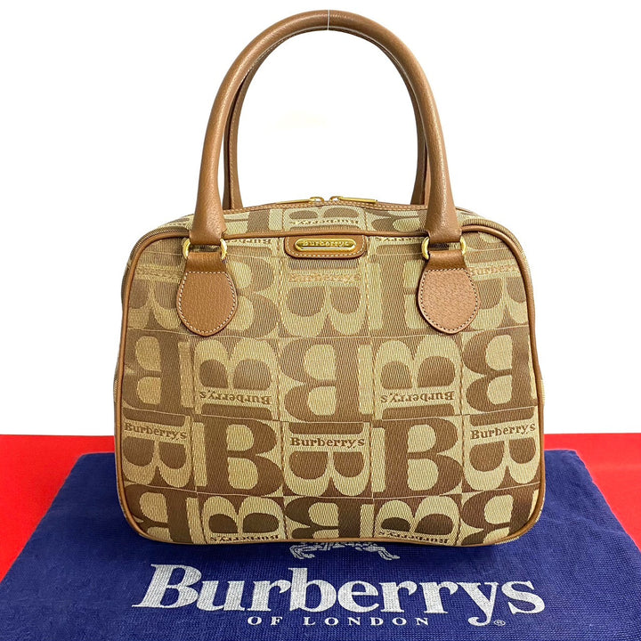 Burberry Mini Boston Bag Canvas Handbag 71695 in Great Condition