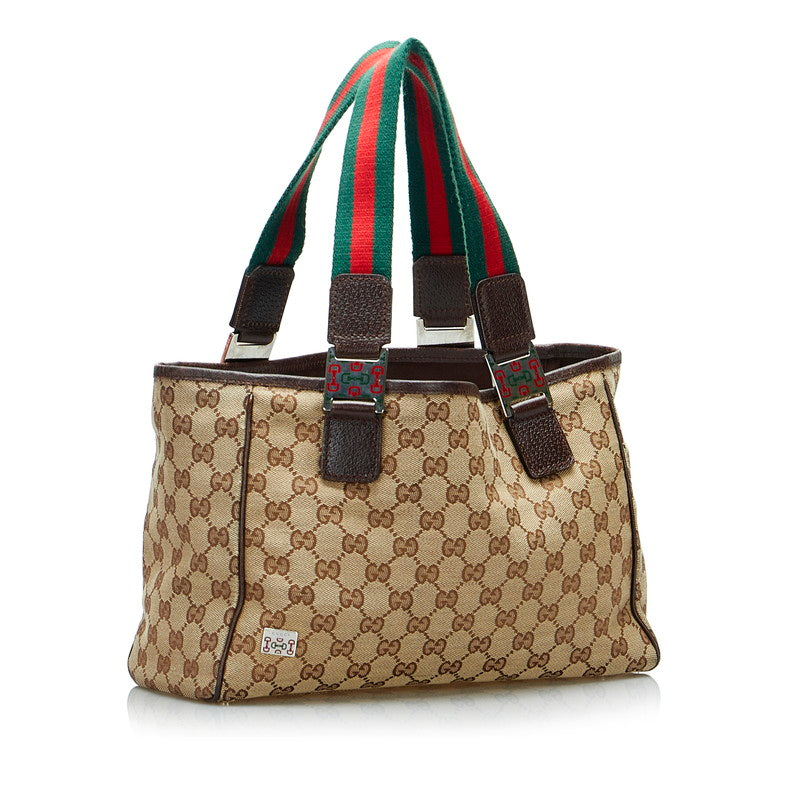 Gucci GG Canvas Web Pop Tote Bag Canvas Tote Bag 145810 in Good condition
