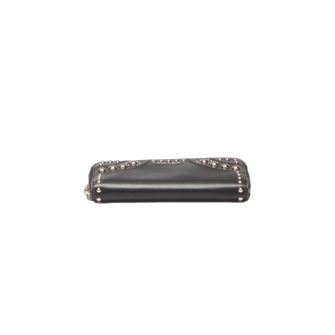 Prada Studded Leather Zip Around Wallet Leather Long Wallet in Very Good Condition