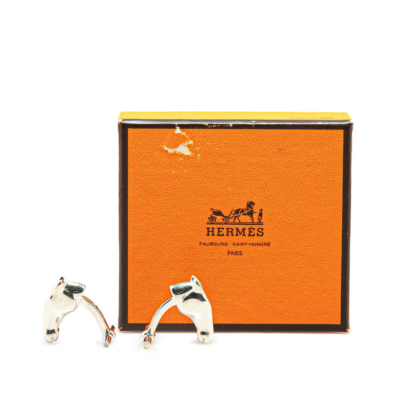 Hermes SV925 Silver Horse Motif Cufflinks in Great Condition